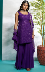 Gorgeous Purple Color Georgette Fabric Plazzo Suit