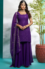 Gorgeous Purple Color Georgette Fabric Plazzo Suit