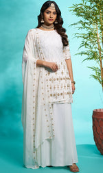 Gorgeous White Color Georgette Fabric Plazzo Suit