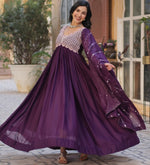 Dazzling Wine Color Georgette Fabric Gown