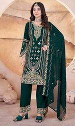 Dazzling Green Color Georgette Fabric Partywear Suit