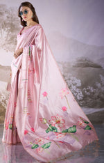 Lovely Pink Color Linen Fabric Casual Saree