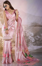 Lovely Pink Color Linen Fabric Casual Saree