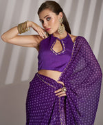 Lovely Purple Color Georgette Fabric Casual Saree