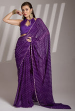 Lovely Purple Color Georgette Fabric Casual Saree