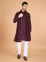 Beauteous Maroon Color Viscose Fabric Mens Kurta