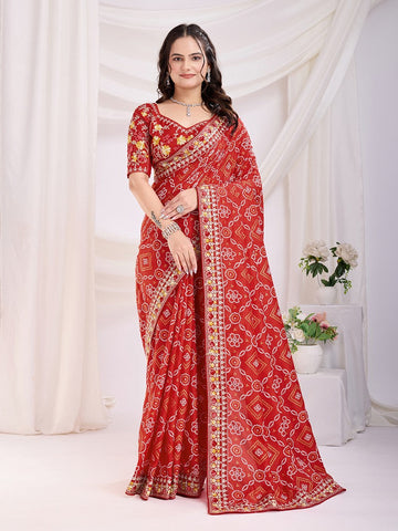 Beauteous Maroon Color Vichitra Fabric Designer Saree