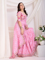 Beauteous Pink Color Vichitra Fabric Designer Saree