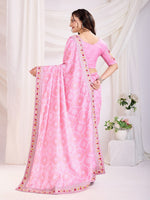 Beauteous Pink Color Vichitra Fabric Designer Saree