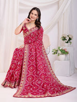 Beauteous Red Color Vichitra Fabric Designer Saree