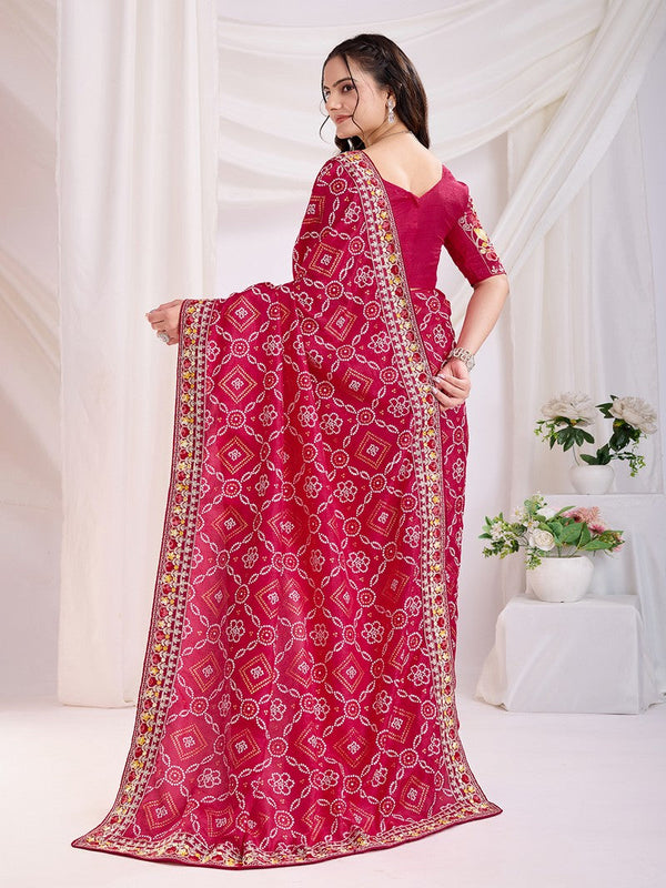 Beauteous Red Color Vichitra Fabric Designer Saree