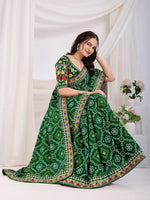 Beauteous Green Color Vichitra Fabric Designer Saree