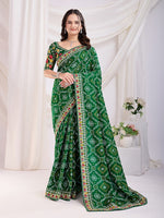 Beauteous Green Color Vichitra Fabric Designer Saree