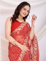 Ideal Red Color Georgette Fabric Designer Saree