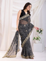 Ideal Black Color Georgette Fabric Designer Saree