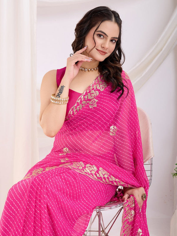 Ideal Pink Color Georgette Fabric Designer Saree