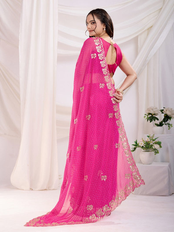 Ideal Pink Color Georgette Fabric Designer Saree