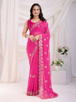 Ideal Pink Color Georgette Fabric Designer Saree