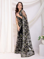 Ideal Black Color Net Fabric Casual Saree