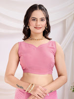 Ideal Pink Color Net Fabric Casual Saree