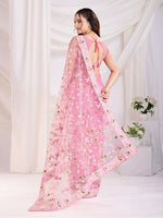 Ideal Pink Color Net Fabric Casual Saree