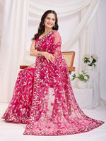 Ideal Pink Color Net Fabric Casual Saree