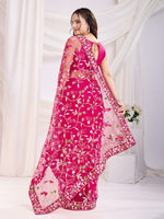 Ideal Pink Color Net Fabric Casual Saree