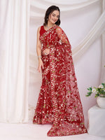 Ideal Maroon Color Net Fabric Casual Saree