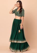 Lovely Green Color Georgette Fabric Party Wear Lehenga