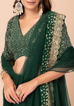 Lovely Green Color Georgette Fabric Party Wear Lehenga