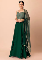 Lovely Green Color Georgette Fabric Party Wear Lehenga