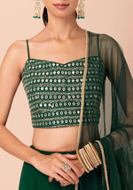 Lovely Green Color Georgette Fabric Party Wear Lehenga