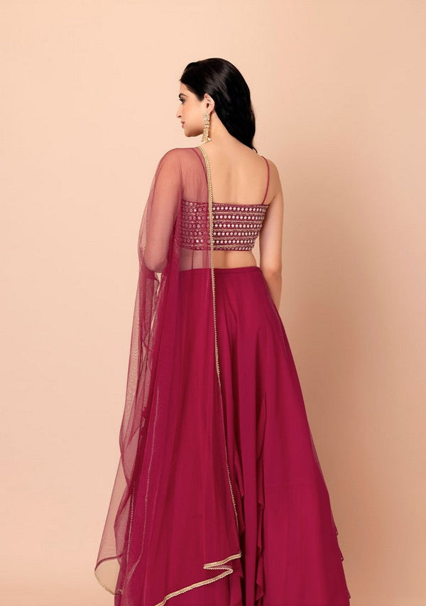 Lovely Magenta Color Georgette Fabric Party Wear Lehenga