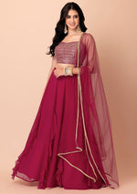 Lovely Magenta Color Georgette Fabric Party Wear Lehenga