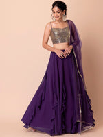 Lovely Purple Color Georgette Fabric Party Wear Lehenga