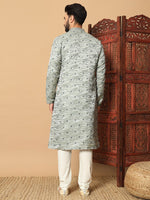 Amazing Grey Color Jacquard Fabric Kurta Pajama