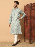 Amazing Grey Color Jacquard Fabric Kurta Pajama