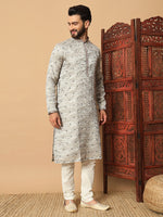 Amazing Cream Color Jacquard Fabric Kurta Pajama