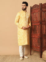 Amazing Yellow Color Jacquard Fabric Kurta Pajama