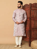 Amazing Pink Color Jacquard Fabric Kurta Pajama