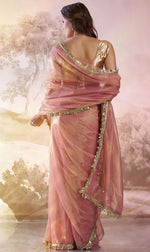 Grand Pink Color Net Fabric Designer Saree