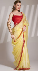 Grand Yellow Color Net Fabric Designer Saree