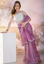 Grand Purple Color Net Fabric Designer Saree