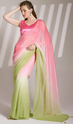 Grand Pink Color Chiffon Fabric Designer Saree