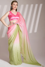 Grand Pink Color Chiffon Fabric Designer Saree