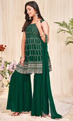 Tasteful Green Color Georgette Fabric Sharara Suit