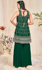 Tasteful Green Color Georgette Fabric Sharara Suit