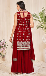 Tasteful Maroon Color Georgette Fabric Sharara Suit