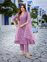 Dazzling Purple Color Viscose Fabric Casual Suit