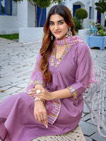 Dazzling Purple Color Viscose Fabric Casual Suit